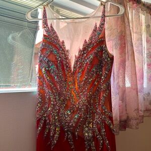 Long red dress perfect for prom or wedding